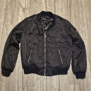 Kendall & Kylie Forever 21 Women Black Long Sleeve Full Zip Bomber Jacket Small